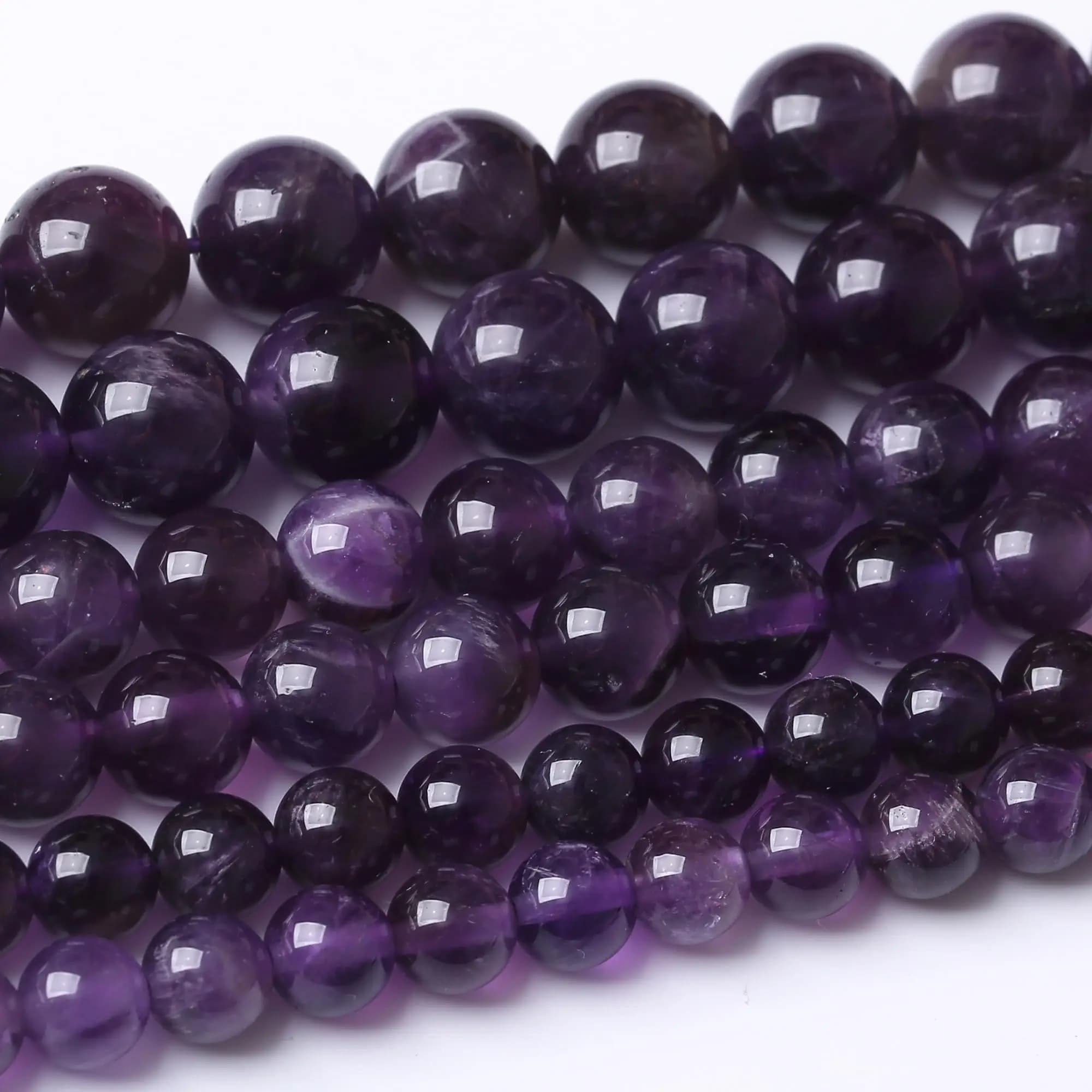 Pietra naturale Ametiste Perline di cristallo Rotondo Allentato Del Distanziatore 5A Perlina Per Creazione di Gioielli Fai Da Te Collana Del Braccialetto Accessroy Trova 15