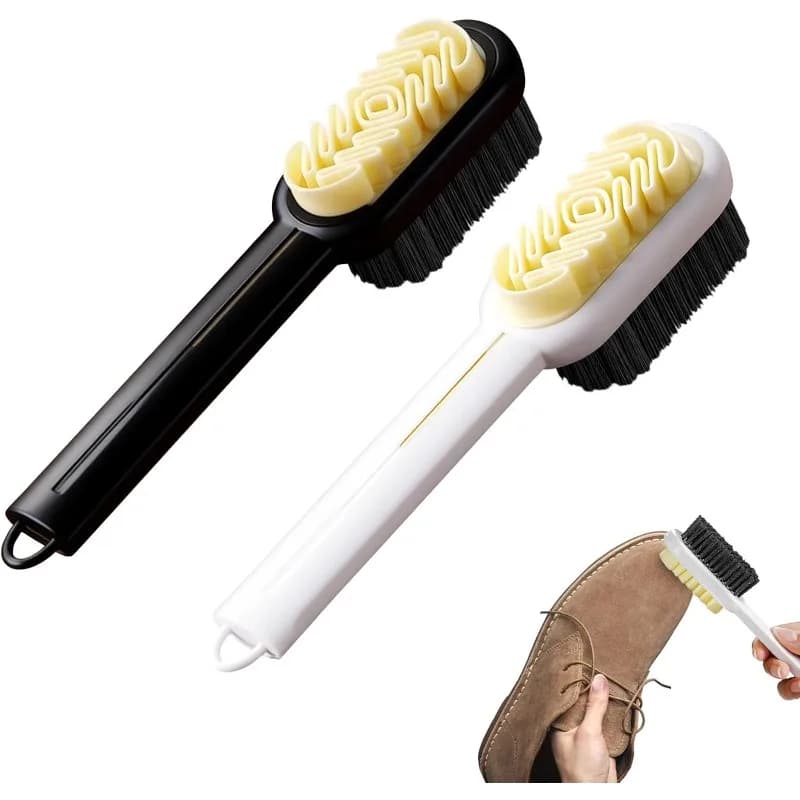1pc Long Handle 2-Sided Boot Cleaner Brush, Rubber Eraser for Suede, Nubuck, Leather Shoes & Bags, Stain Remover, Durable
