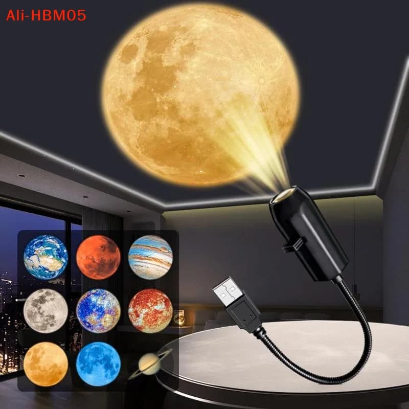(HB05)5V USB Plug In Planet Projection Lamp Ceiling Decoration Atmosphere Light Starry Sky Lamp Night Light Galaxy Projector