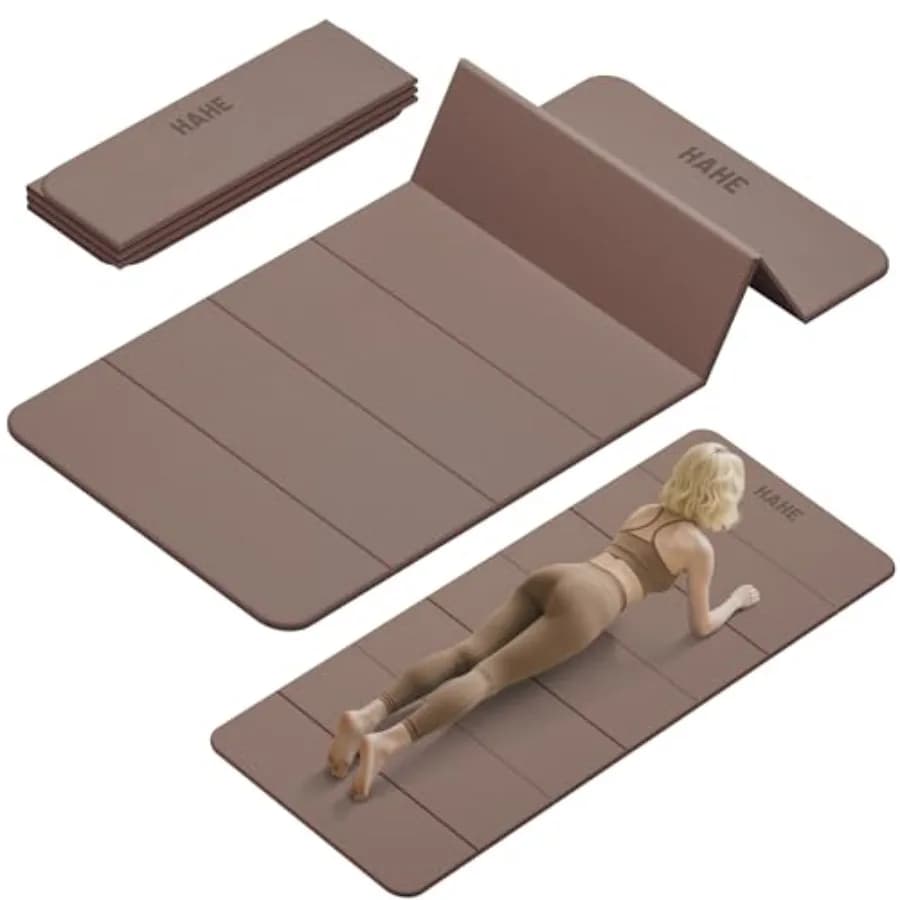Tappetino Yoga Pieghevole 74Lx32Wx1/3 di Spessore, Antiscivolo, Largo, per Pilates, Allenamento a Casa/Viaggio, Tappetino Portatile Spesso per Yoga/Pilates/Campeggio