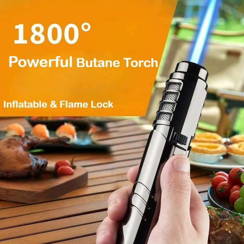 1800c ° Pistola a spruzzo ad alta temperatura Accendino a gas butano Metallo esterno antivento Blu Potente fiamma Torcia Accendino a getto Strumento di saldatura