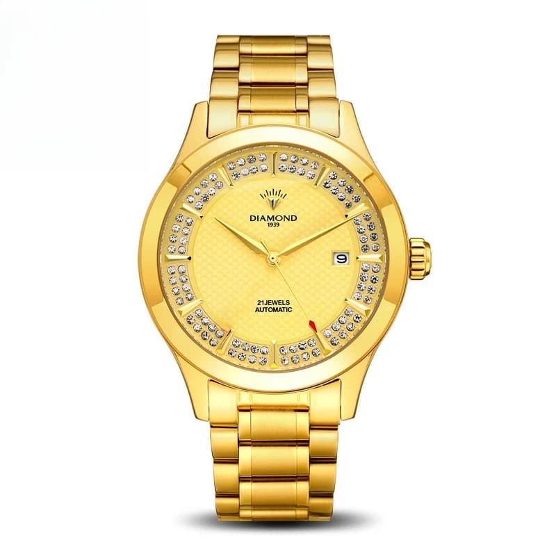 Orologio Automatico Shanghai Diamond da Uomo, Meccanico, Impermeabile, con Diamanti e Fondello Trasparente S301