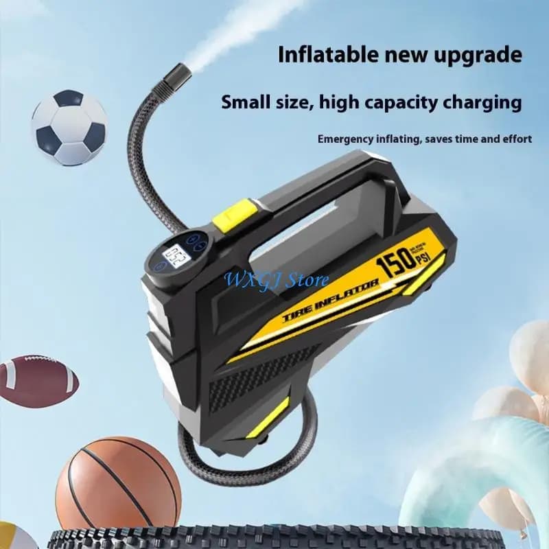 37JE Gonfiatore per pneumatici automatico ricaricabile Costruito in piccole pompe per pneumatici a batteria a luce LED per uso