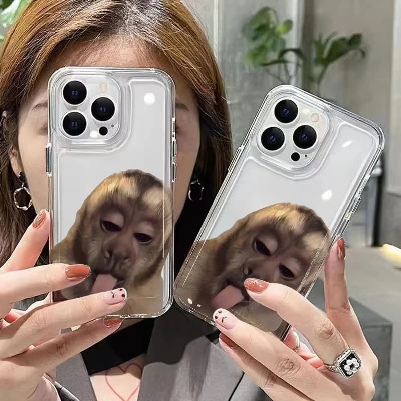 Tongue Sticking Monkey Silicone Phone Case For Redmi 13C 4G 13 14 12Pro Redmi Note 14 12 Pro Plus 5G 13 11Shockproof TPU Cover