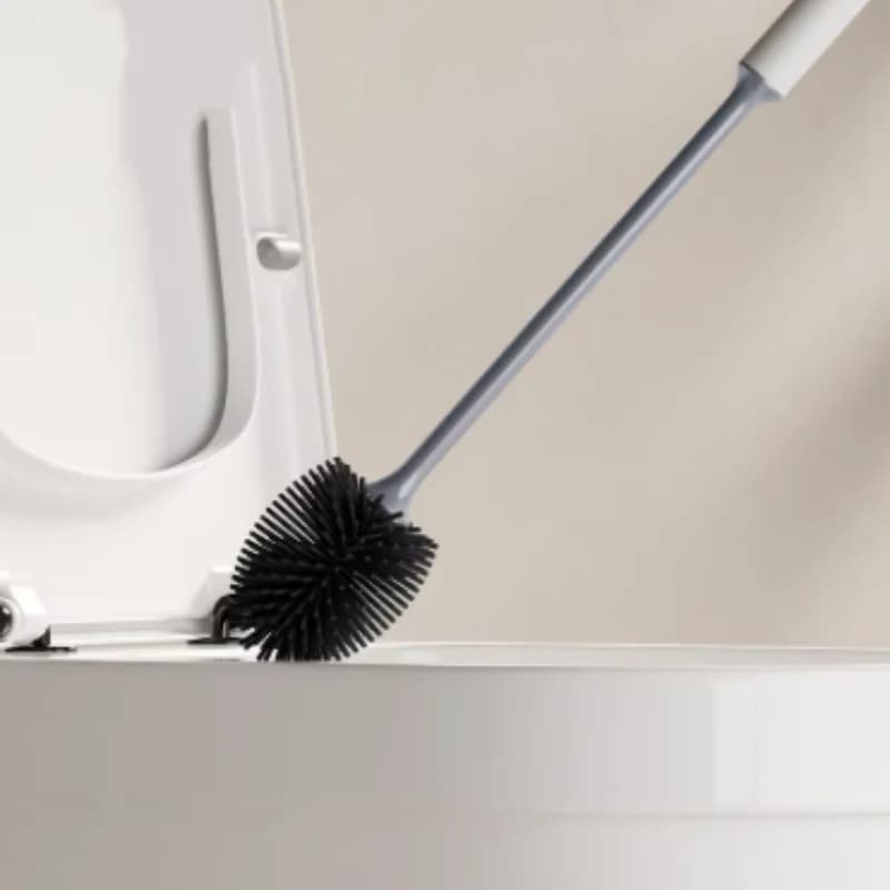 1 set di spazzole per WC con testina in silicone, con funzione di drenaggio rapido, design da parete o da pavimento, accessorio per la pulizia del bagno