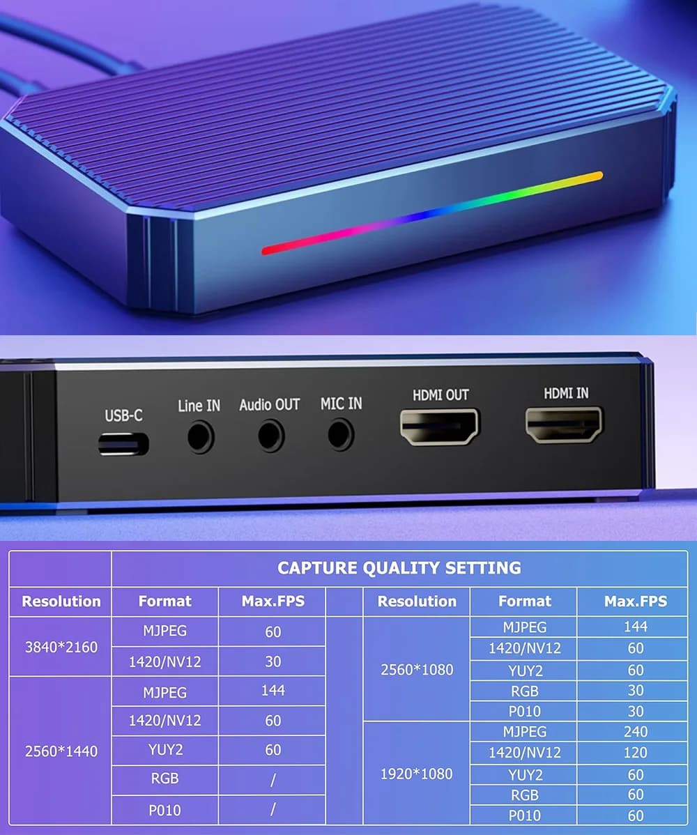 Professional Unique Design HDR Color Uncompressed RGB Live Gaming Streaming Pci Tv Usb 3.0 4k60 hdmi Capture Card 4K