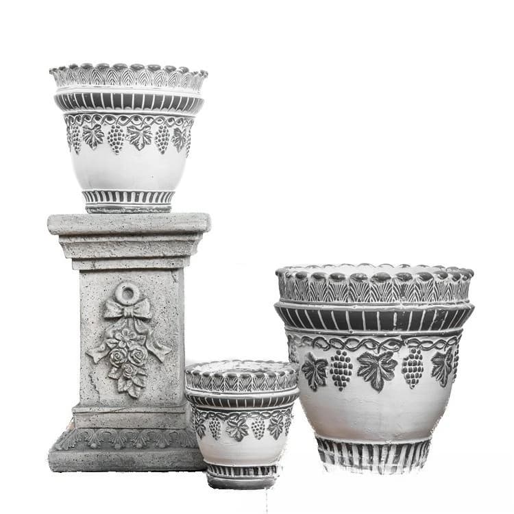Nordic balcony green plants foreign trade ins flower pot, retro grape vine pattern, outdoor creative magnesium oxide cement pot