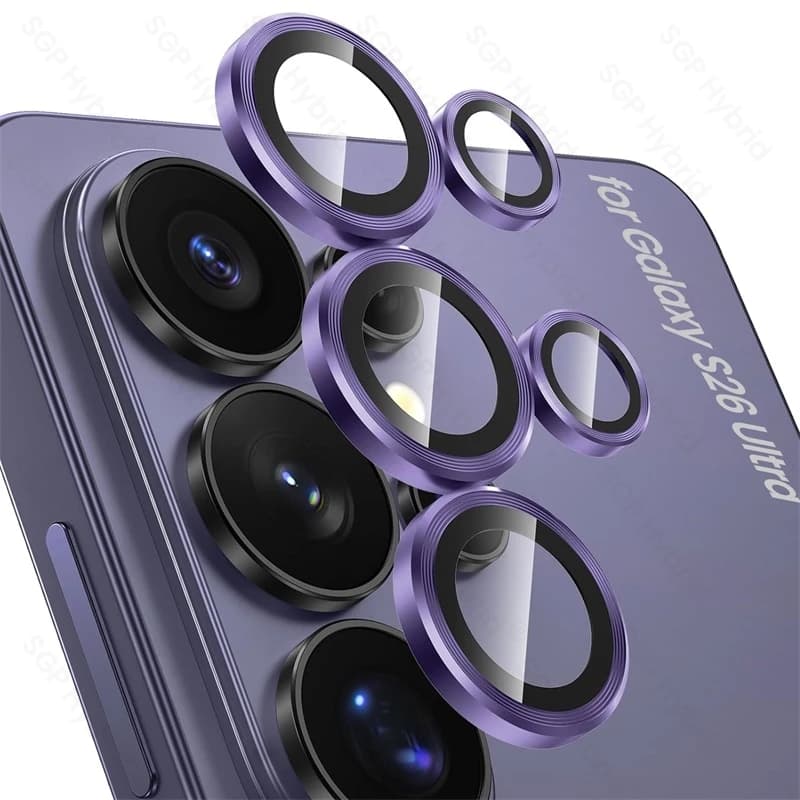 Metal Ring + Tempered Glass Protective Film for Individual Camera for Samsung Galaxy S26 Ultra S26Ultra S 26Ultra 5G HD Rear Cover