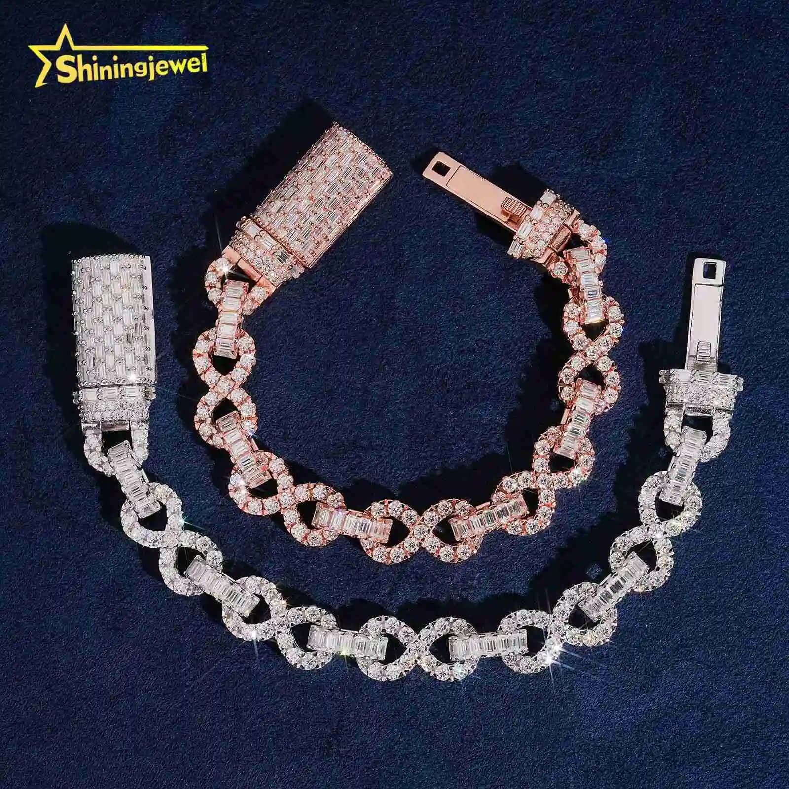 925 Solid Silver 11mm Infinite Cuban Link Bracelet Moissanite Cuban Bracelet Iced Out Jewelry Special Lock Bracelet.