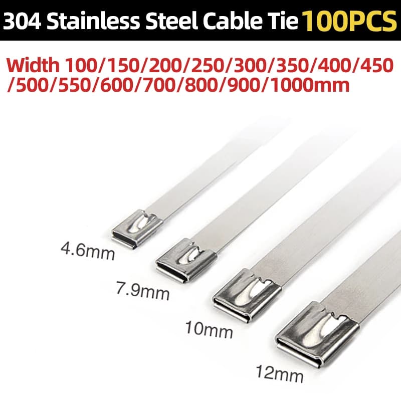 Fascette per cavi 100 pz 4.6mm Width100-1000mm 304 acciaio inossidabile cerniera metallica fili multiuso involucro di scarico fascette di bloccaggio rivestite