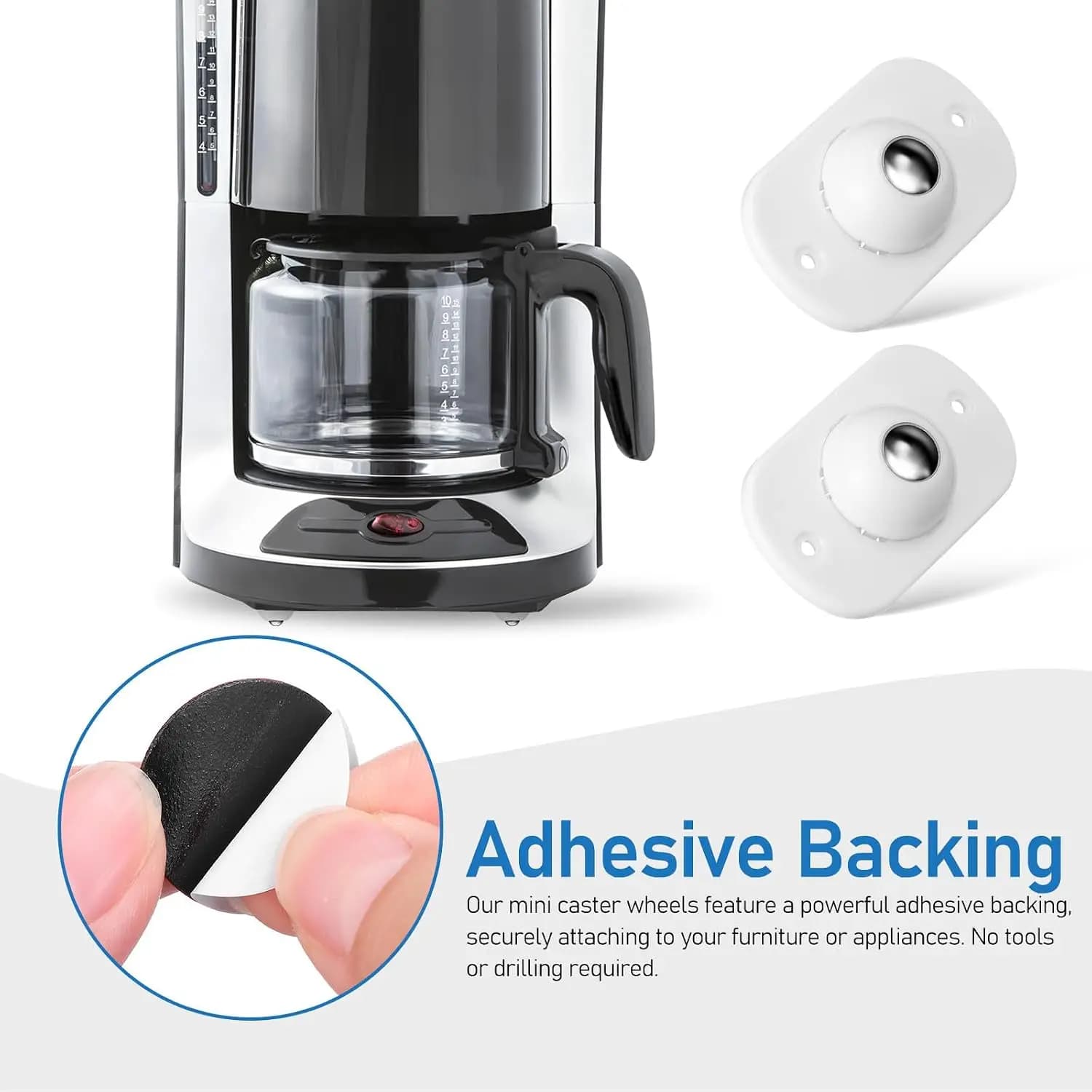 8 pcs Self Adhesive Caster Wheels, Appliance Rollers Appliance Slider for Kitchen, 360° Swivel Small Casters - Solve Coffee Maker Air Fryer Small Appliances Countertop Sliding (White - 8 Pcs)