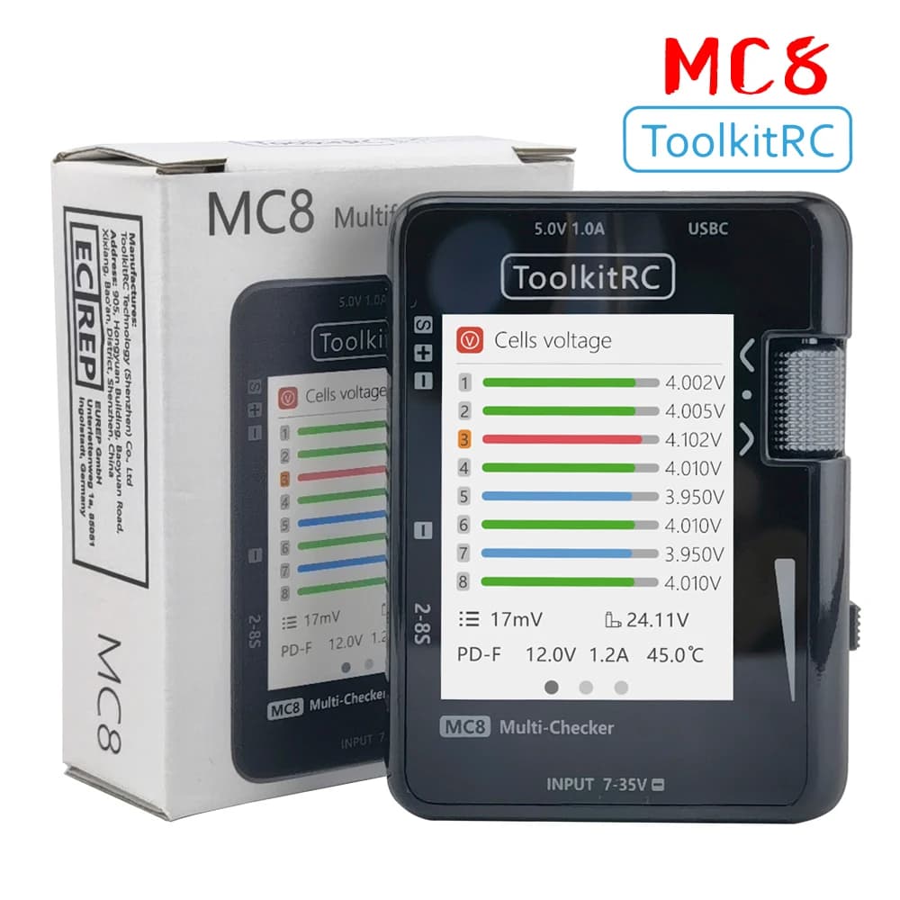 ToolkitRC MC8 SC100 Mini Size Checker 32-bit Multi-Checker Output PWM Reading PPM SBUS with quick USB-C charging