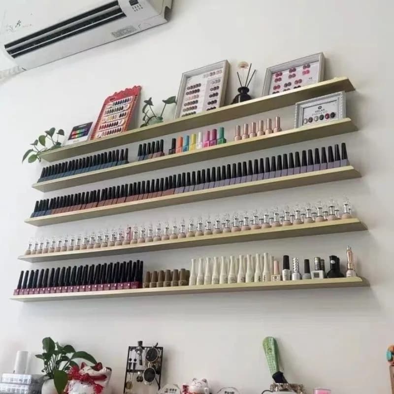 Mensola da parete galleggiante Scaffali in ferro Organizzatori Supporti portaoggetti Scaffalature grandi Espositore per smalti per unghie Forniture per la casa per manicure