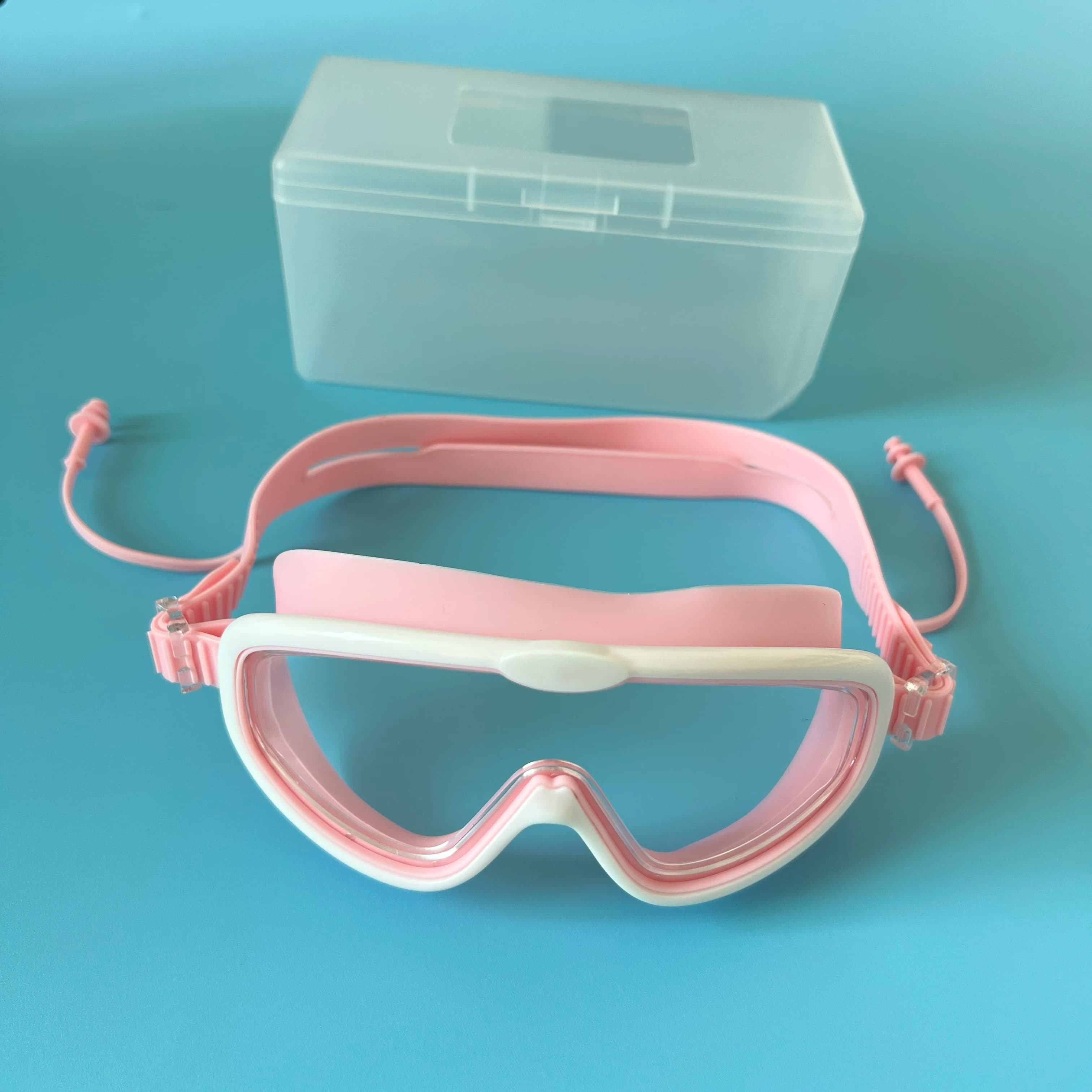 Children's large-frame high-definition waterproof and anti-fog integrated swimming goggles with earplugs