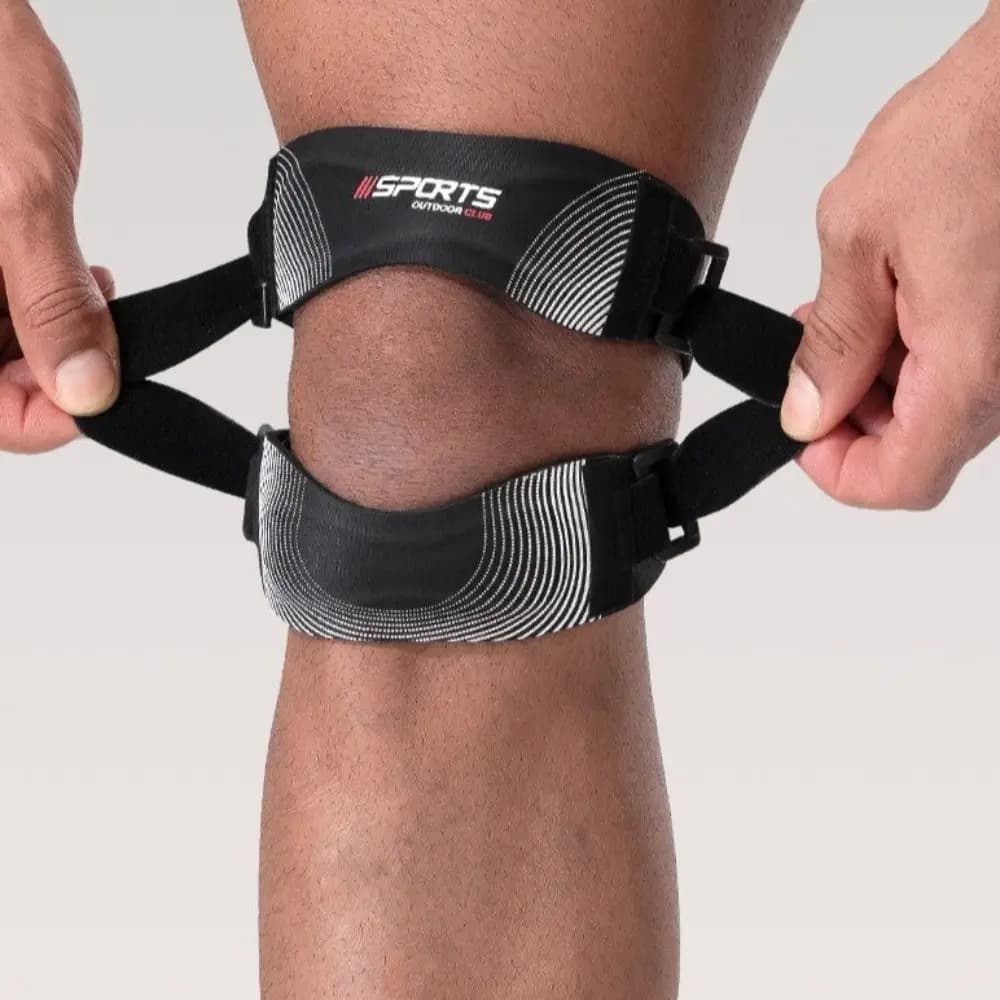 Supporto per Ginocchio Regolabile con Doppie Cuscinette in Silicone, Fascia Ergonomica per Tendini, Supporto Professionale a Compressione