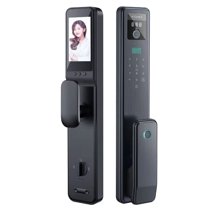 Videocitofono Monitoraggio remoto Elettronico senza chiave Digitale Riconoscimento facciale 3D Maniglia per serratura intelligente Impronta digitale con fotocamera