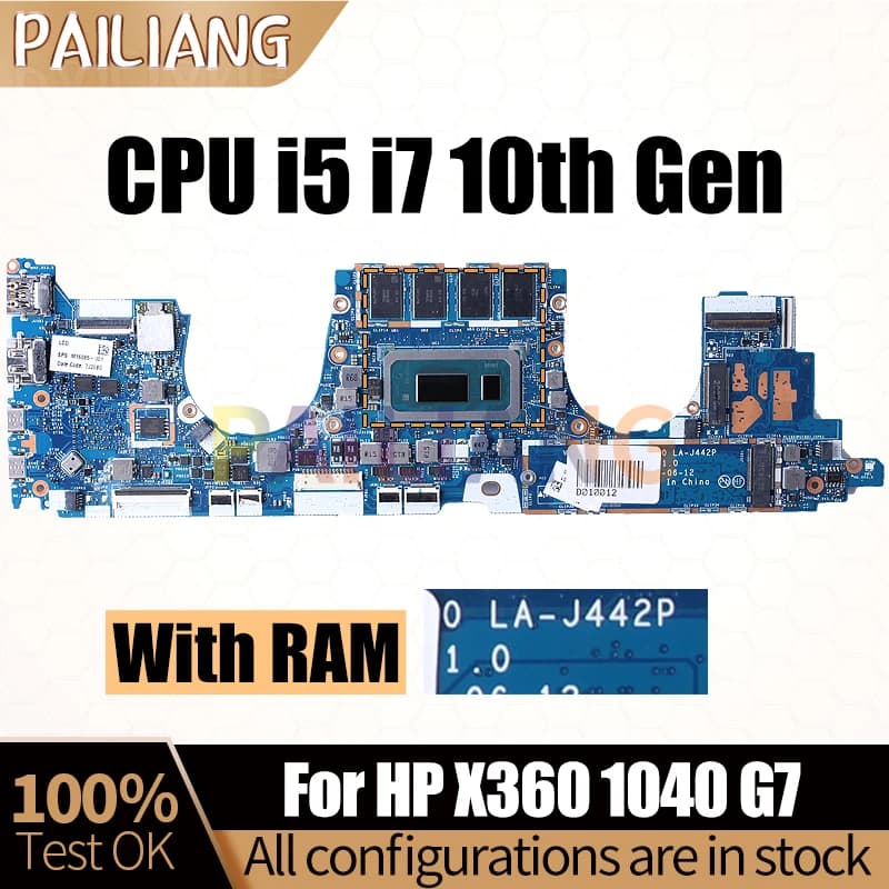 Per la scheda madre del notebook HP X360 1040 G7 LA-J442P i5 i7 di decima generazione con RAM M16088-001 M16085-001 scheda madre del computer portatile completamente testata