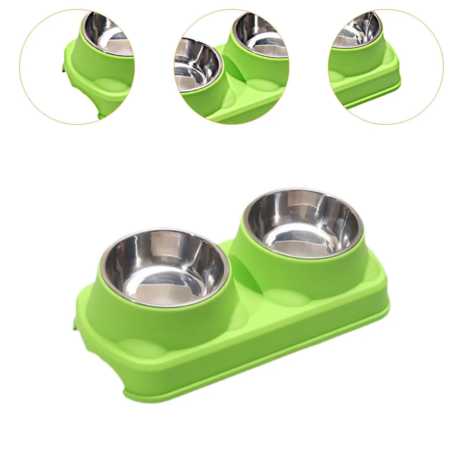 Cat Feeder Stainless Steel Elevated Bowls Food Water Dish Set for Home Pet Feeding Indoor Cats