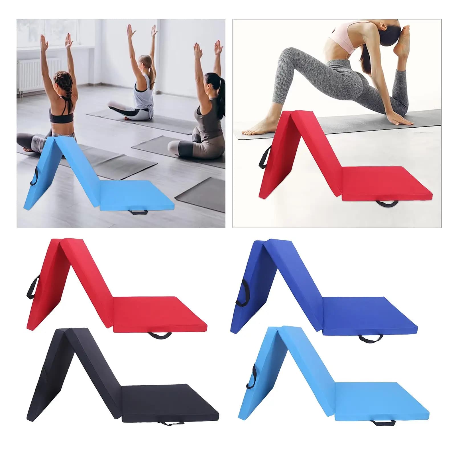 Tappetino per esercizi pieghevole a tre pieghe Tappetino per yoga pieghevole con manico spesso unisex per esercizi di ginnastica fitness allungamento dell'equilibrio
