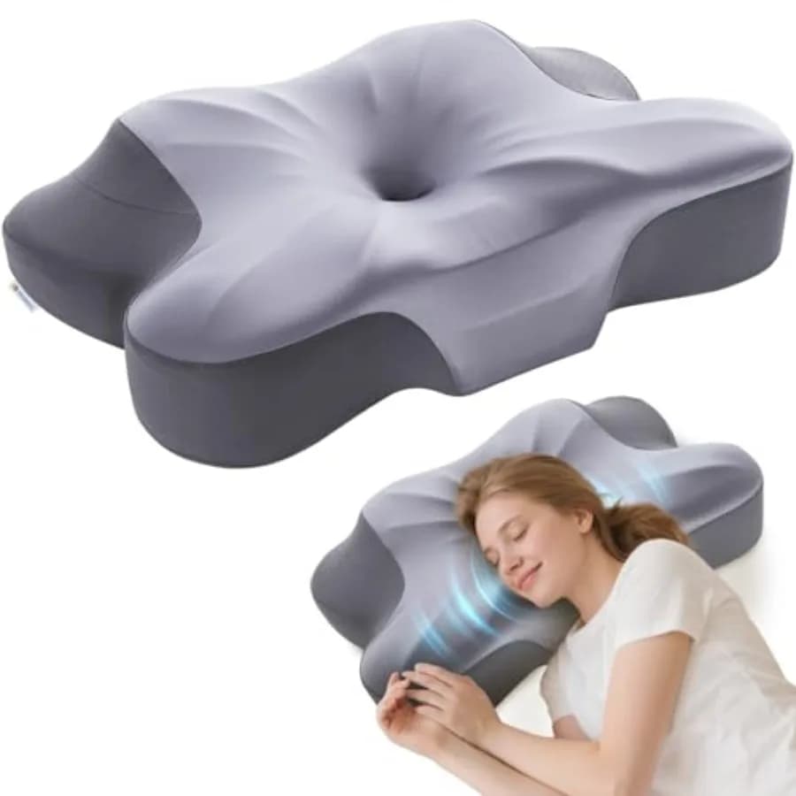 Cuscino Cervicale per Chi Dorme di Lato, Altezza 4/5 Pollici per Spalle Larghe, Cuscino in Memory Foam per Supporto del Collo e Sollievo dal Dolore, Rinfrescante
