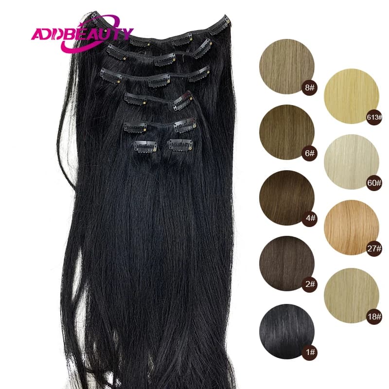 Straight Clip in Hair Extension Human Hair 70 g/set Straight Clip in Extension Hair Extension with Brazilian Full Head Clip for Women