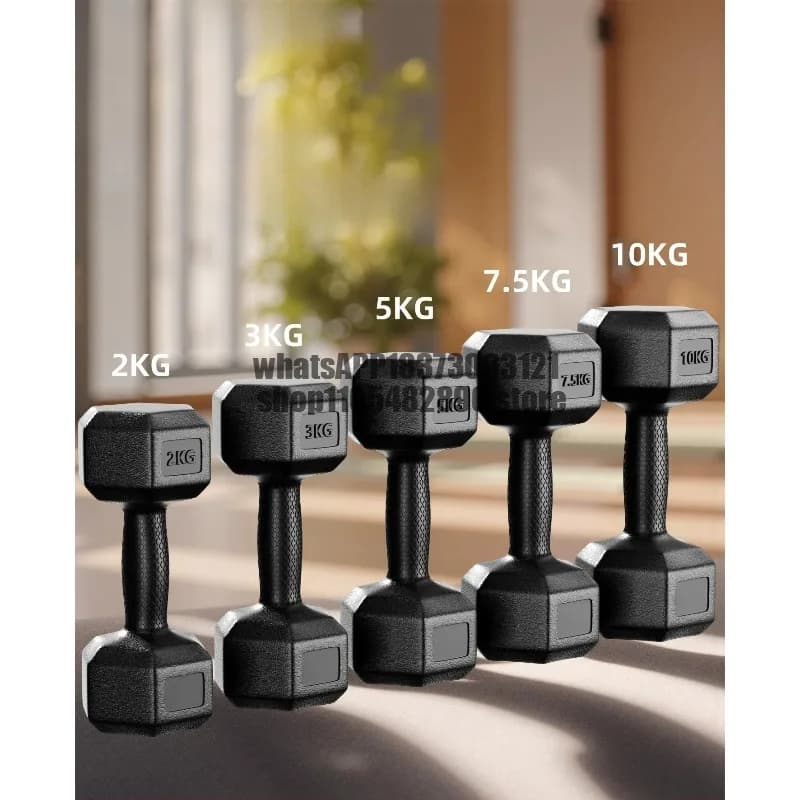 Hexagonal Dumbbells Men's Fitness Home Barbell 5kg Pair Student Dormitory Strength Training
