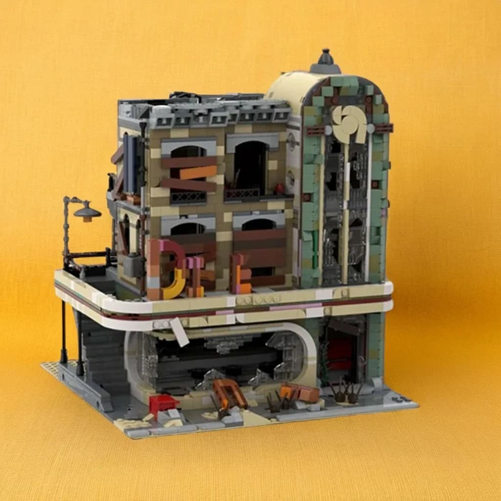 2438pcs MOC Downtown Diner Apocalypse Version Modular Streetscape Model Toys Building Blocks Architecture Christmas Gift Idea