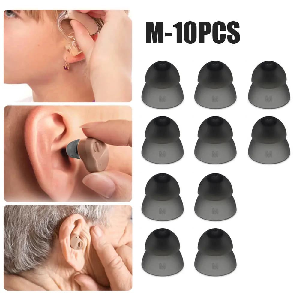 10 Pz/set Misura Chiusa Cupole Per Apparecchi Acustici Tappi Per Le Orecchie In Silicone Doppio Strato Anti Statico Auricolari di Ricambio Accessorio Per Apparecchi Acustici 10mm
