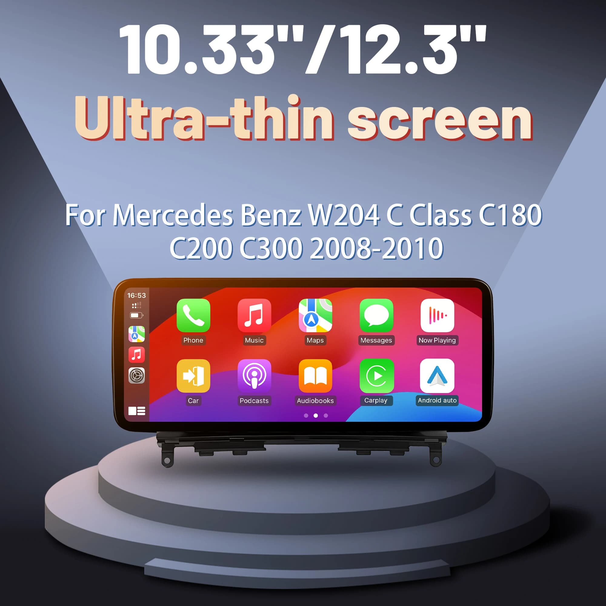 10.33"/12.3" Android 14 For Mercedes Benz W204 C Class C180 C200 C300 2008-2010 Car Radio Multimedia Wireless BT Carplay Screen