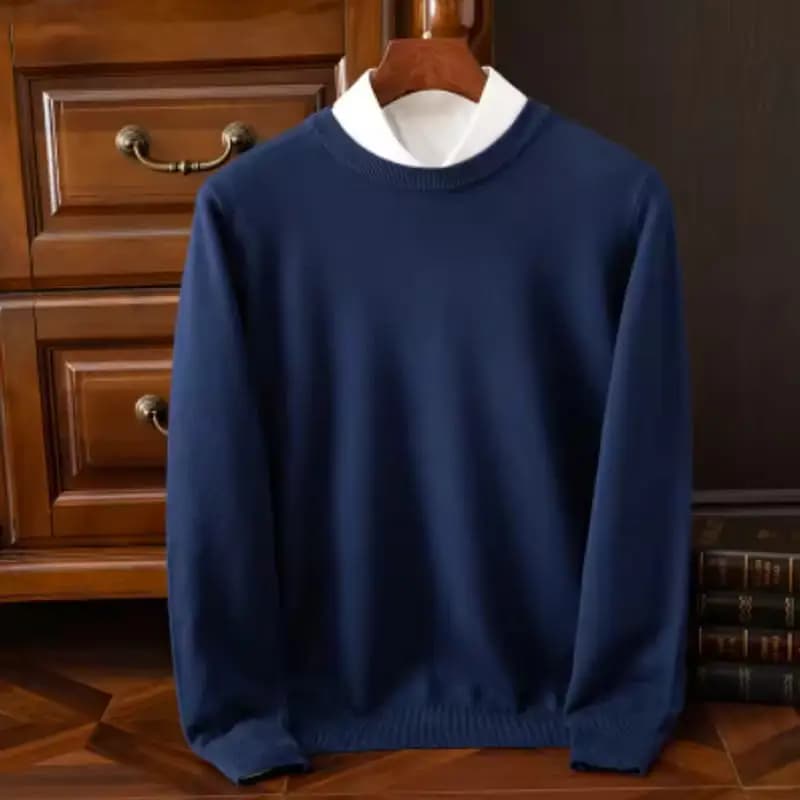 Maglione da Uomo in Lana Merino con Collo a O, Nuovo Pullover Versatile in Cashmere, Maglieria Casual per Affari, Autunno Inverno