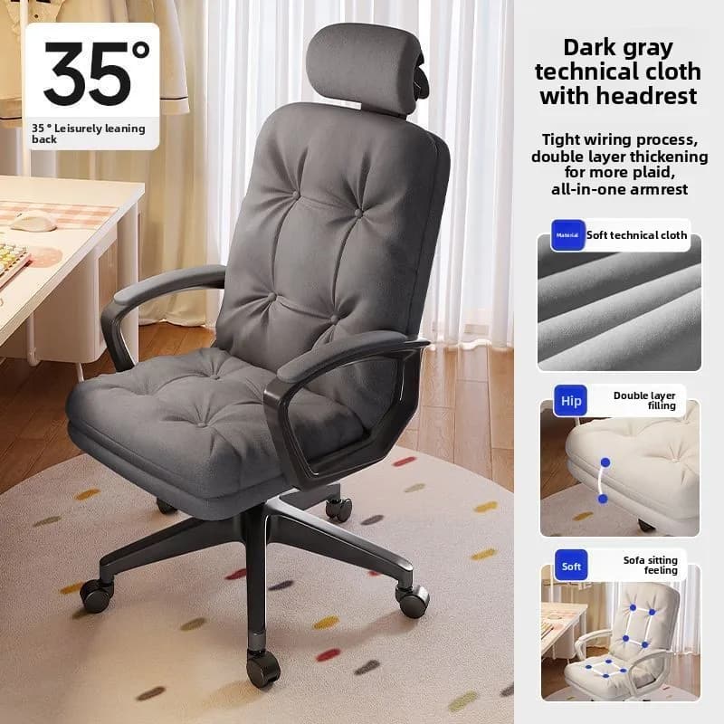 Sedia da gaming minimalista e resistente, sedia per computer da casa, sedia da studio per camera da letto, sedia da ufficio reclinabile e girevole