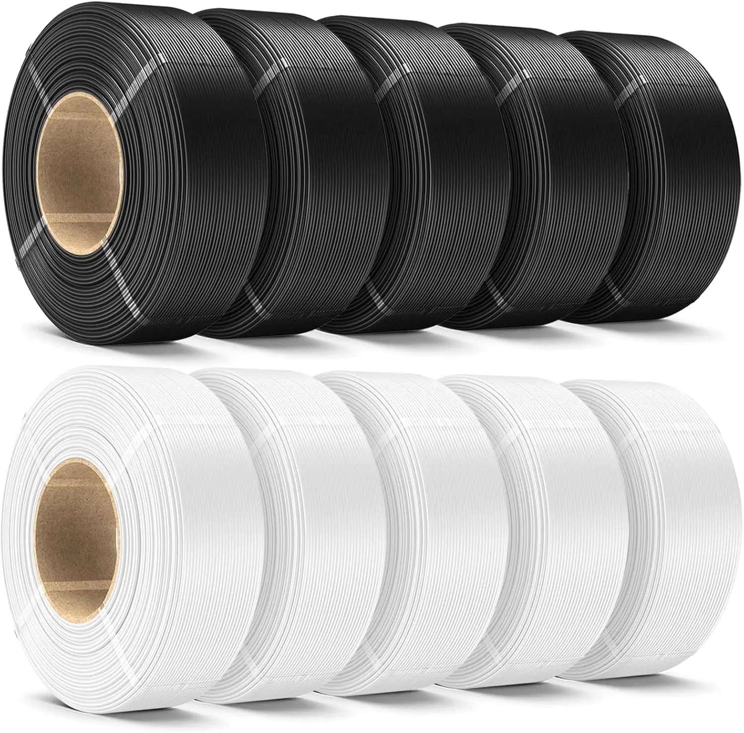 PLA+ Filament for 10KG 3D Printer, 1.75mm Charging, No Reusable Bobbin, 5KG Black and White
