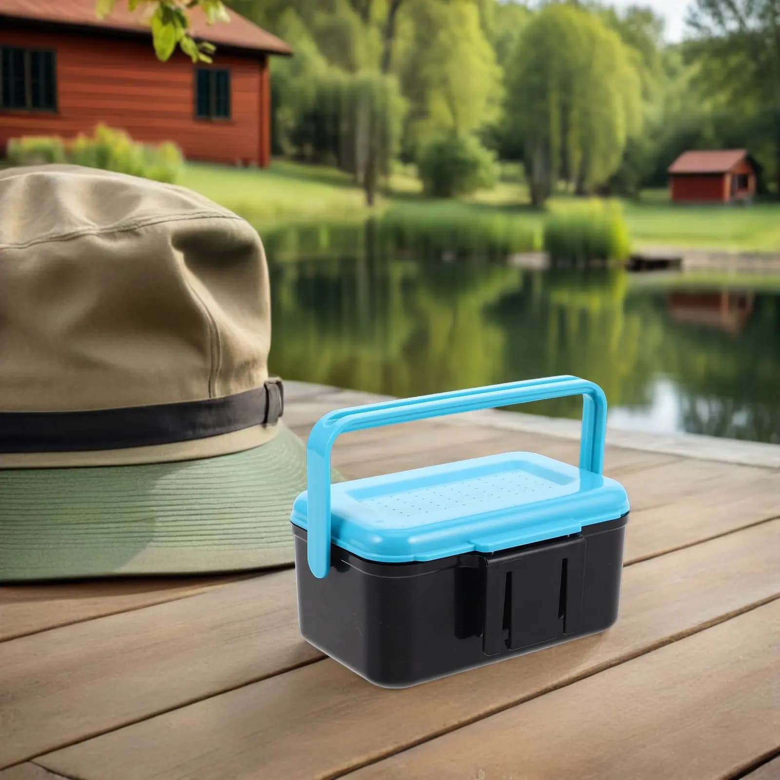 2 Pezzi Contenitore Portatile Blu per Esche Vive da Pesca, Organizzatore Morbido Impermeabile da Appendere in Vita, per Attrezzatura da Pesca