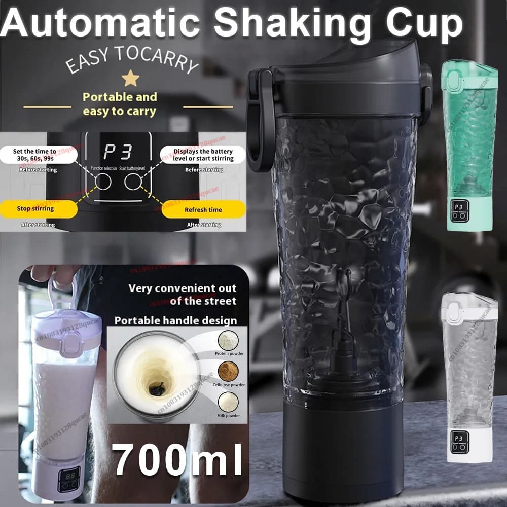 New 3 Seconds Shaking Bottle Protein Powder Shaking Cup Water Bottle Plastic Mixing Cup Electric Body Building Bottle