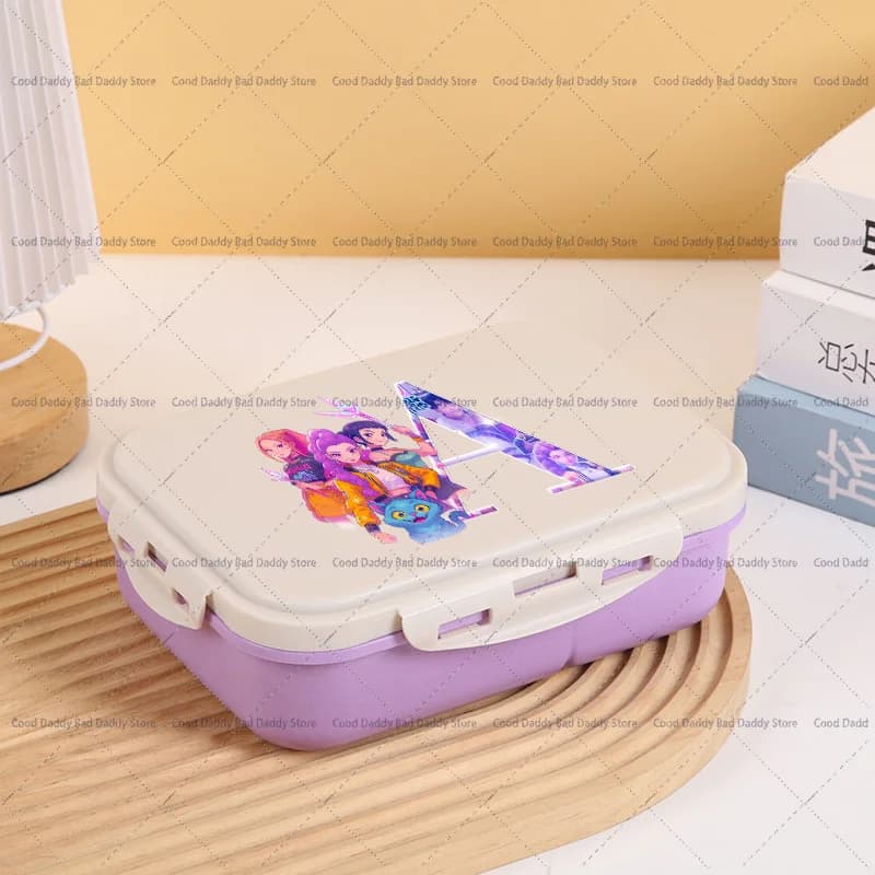 Boy Girl Cartoon Cute Lunchbox with Spoon Fork Lumi Mila Zoi Witch Hunter Portable Plastic Lunch Box Kids Anime Birthday Gifts