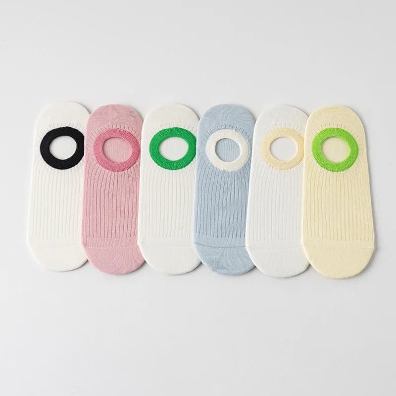 Women's Invisible Socks in Cotton, Antibacterial, Deodorant, Anti-slip, Japanese Style Ins Wind Macaron
