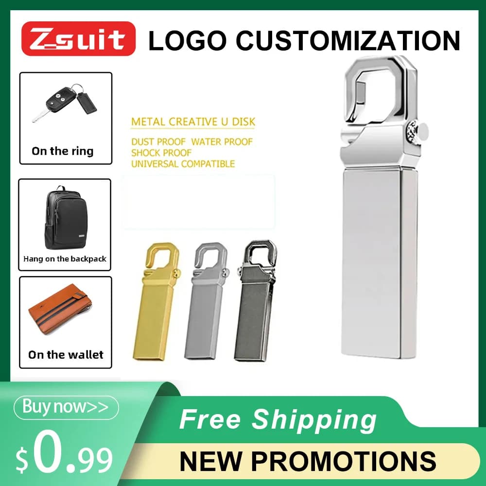 2023 nuova chiavetta USB 2.0 disco U in metallo 64GB Pen Drive impermeabile Flash Drive Mini Memory Stick 128GB Computer/auto/Logo gratuito