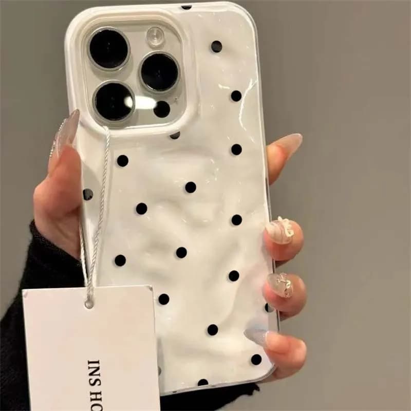 Custodia per telefono a pois neri per IPhone 17 Pro Max 17Air 11 13 12 14 15 16 Plus Custodia morbida antiurto semplice e carina