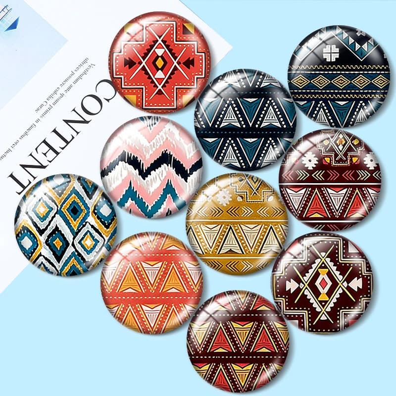 Traditional ethnic patterns 12/18/20/25mm glass cabochon bracelet pendant rings for jewelry demo earrings back Making findings