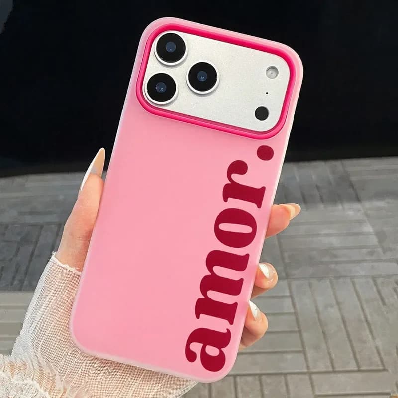 Red "Amor." Custom Cover with Print Letters for Samsung Galaxy S26 S25 S24 S23 Ultra S21 FE S22 Plus A57 A56 A55 A54