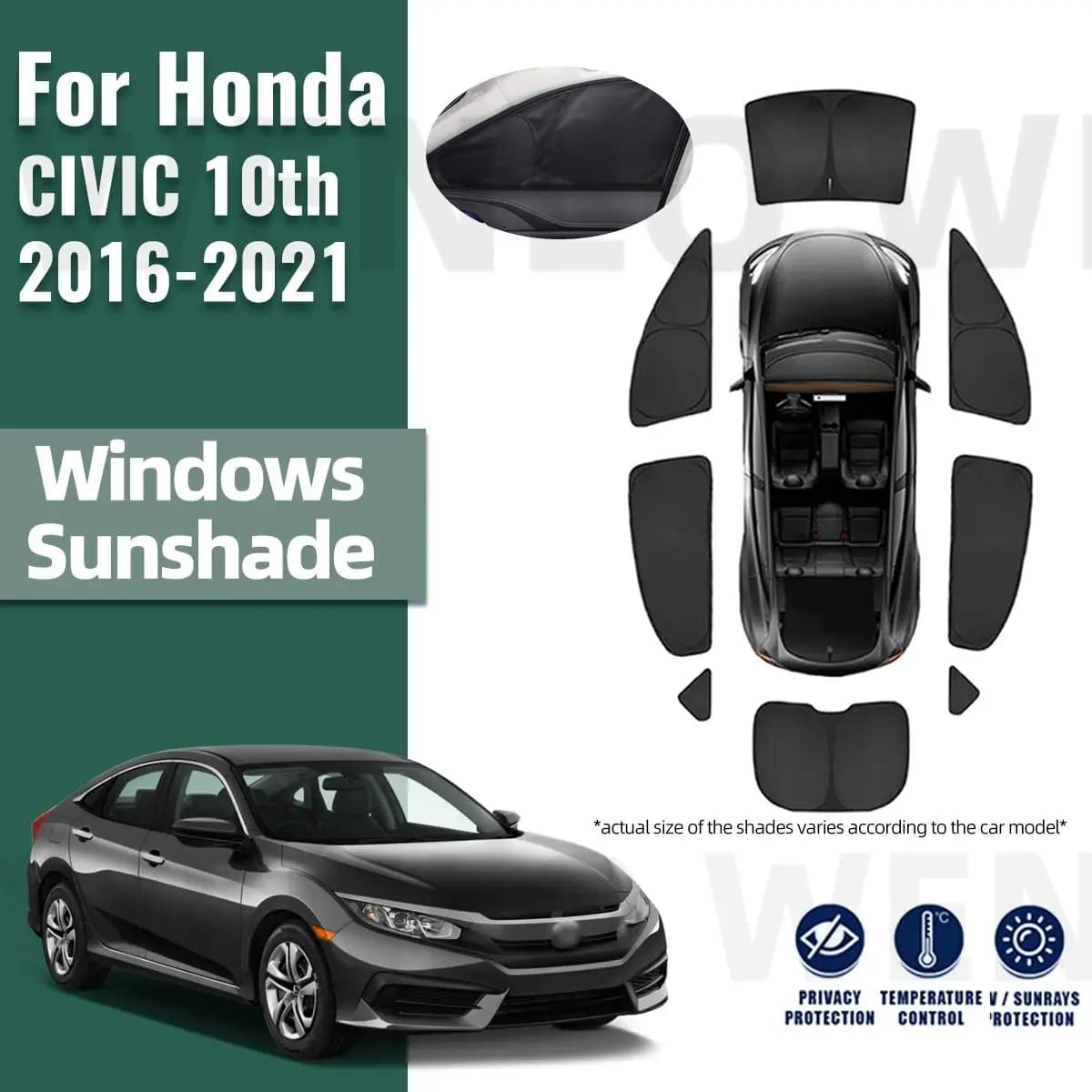 Per Honda CIVIC 10th 2016-2020 2021 Copertura Completa Auto Parasole Scudo Parabrezza Anteriore Telaio Tenda Lunotto Laterale Posteriore Parasole