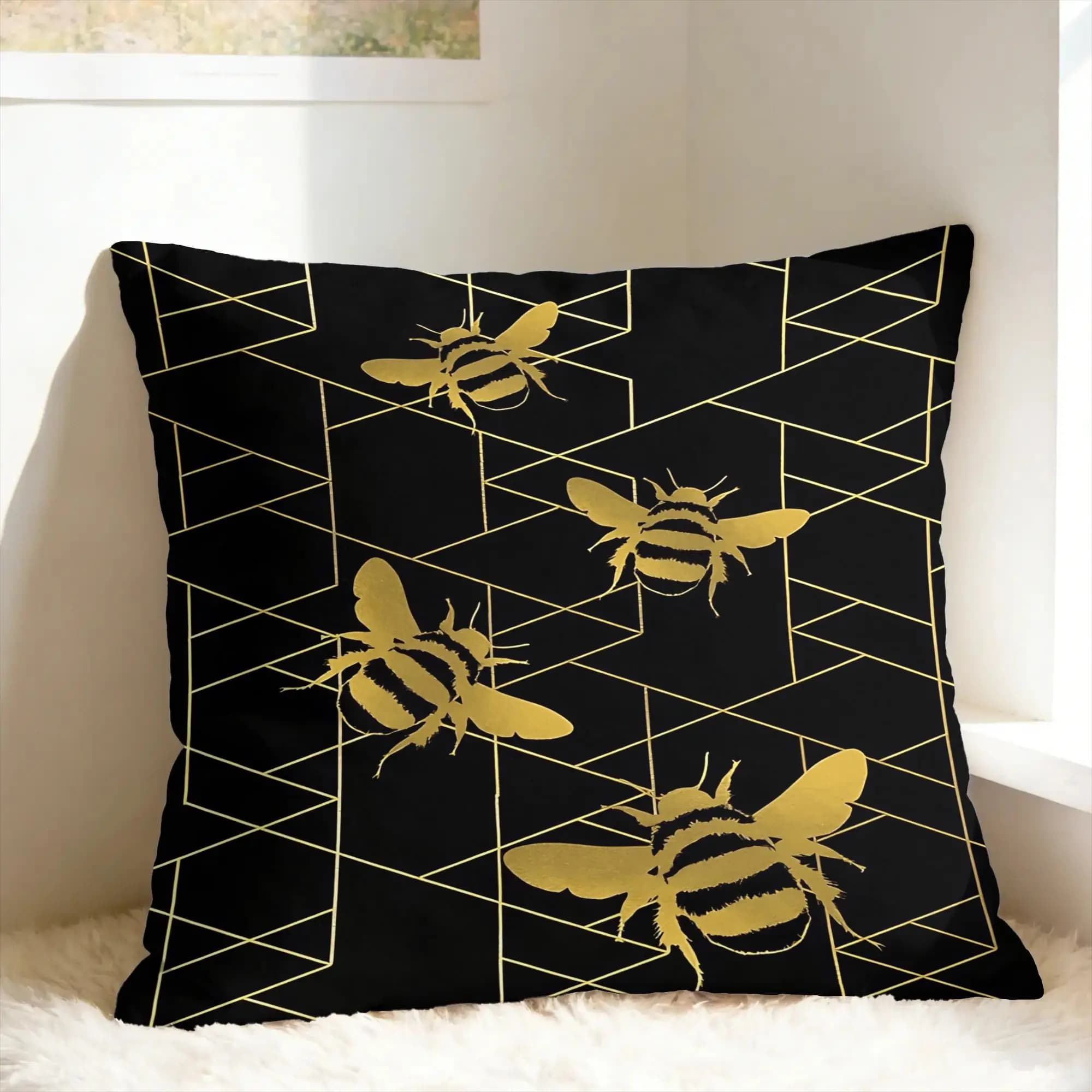Federa per cuscino con motivo a forma di ape, federa vintage per divano, camera da letto, federe per cuscini