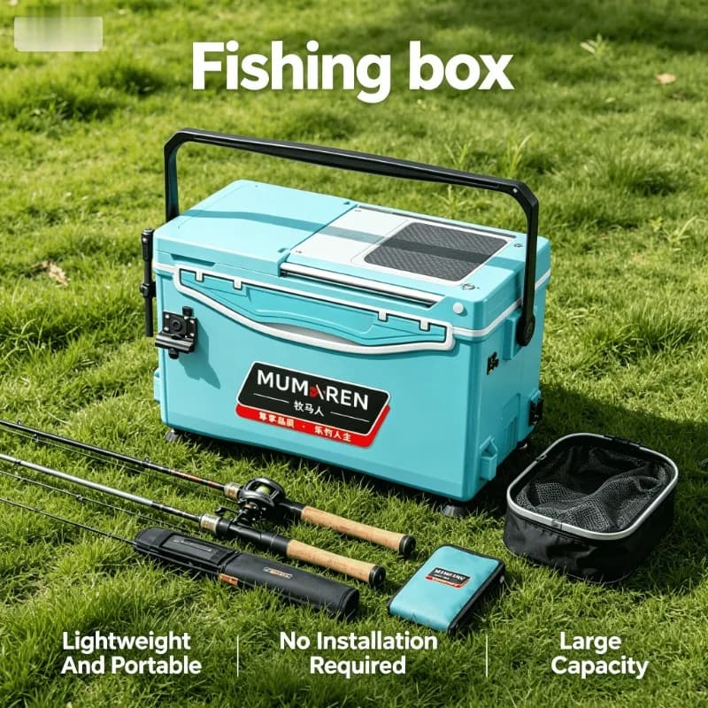 New Multifunctional Fishing Seat Tackle Box Complete Gear Kit Tackle Box Insulated Cooler Lightweight Foldable Rod Holders
