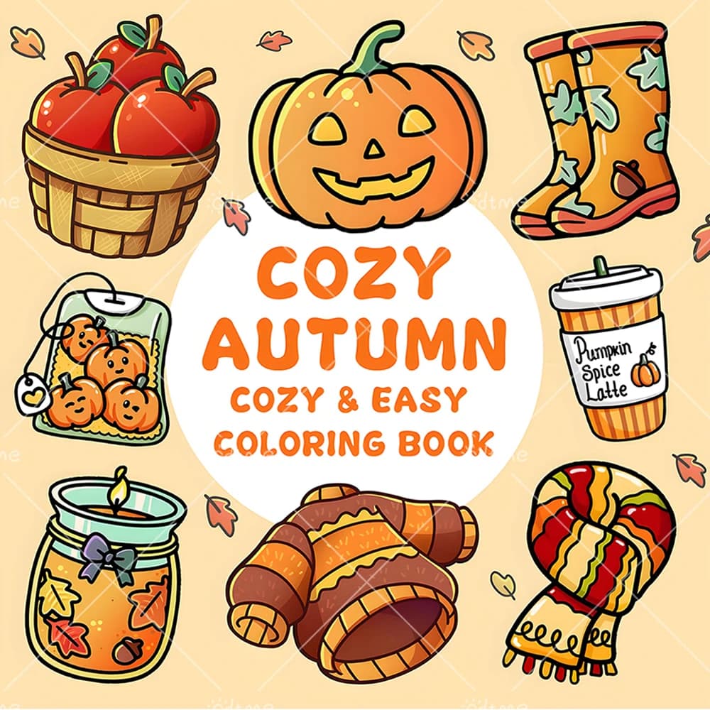 COZY AUTUMN Bold-easy Patterns Coloring Book for Adults Cute Drawing Book Perfect Gift for Party and Birthday