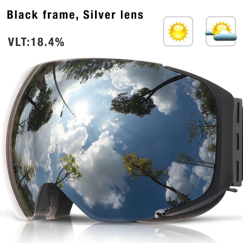 COPOZZ Occhiali da sci magnetici Uomo Donna Protezione UV400 Maschera da sci antiappannamento Sport all'aria aperta Snowboard Occhiali da sci Adulto
