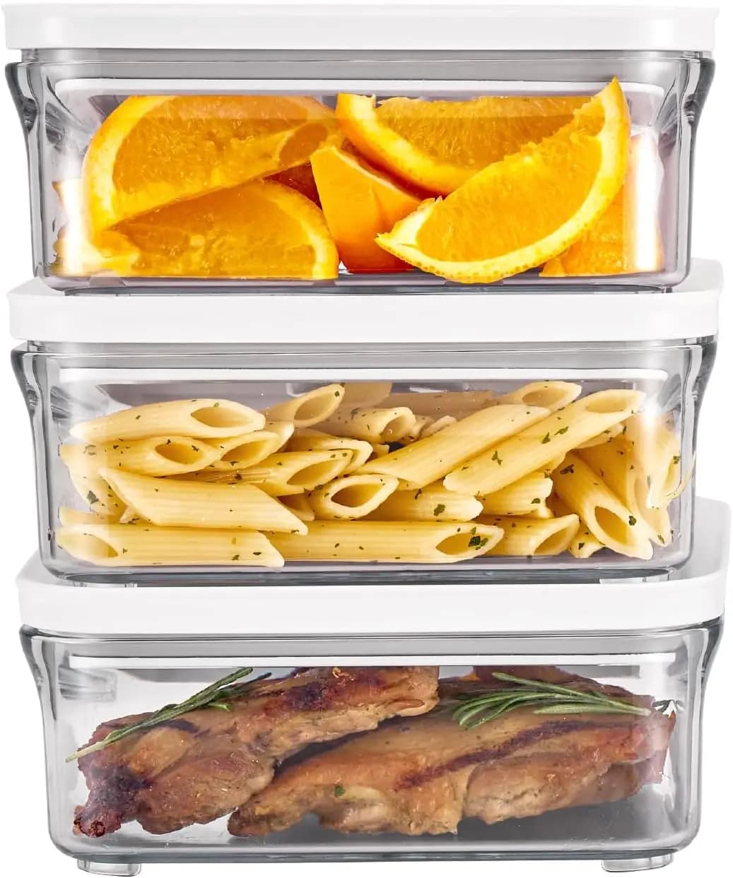 Set di Contenitori Ermetici Premium per Alimenti, 3 Pezzi, Anti-Perdita, Senza BPA, per Preparazione Pasti con Doppio Sigillo in Silicone