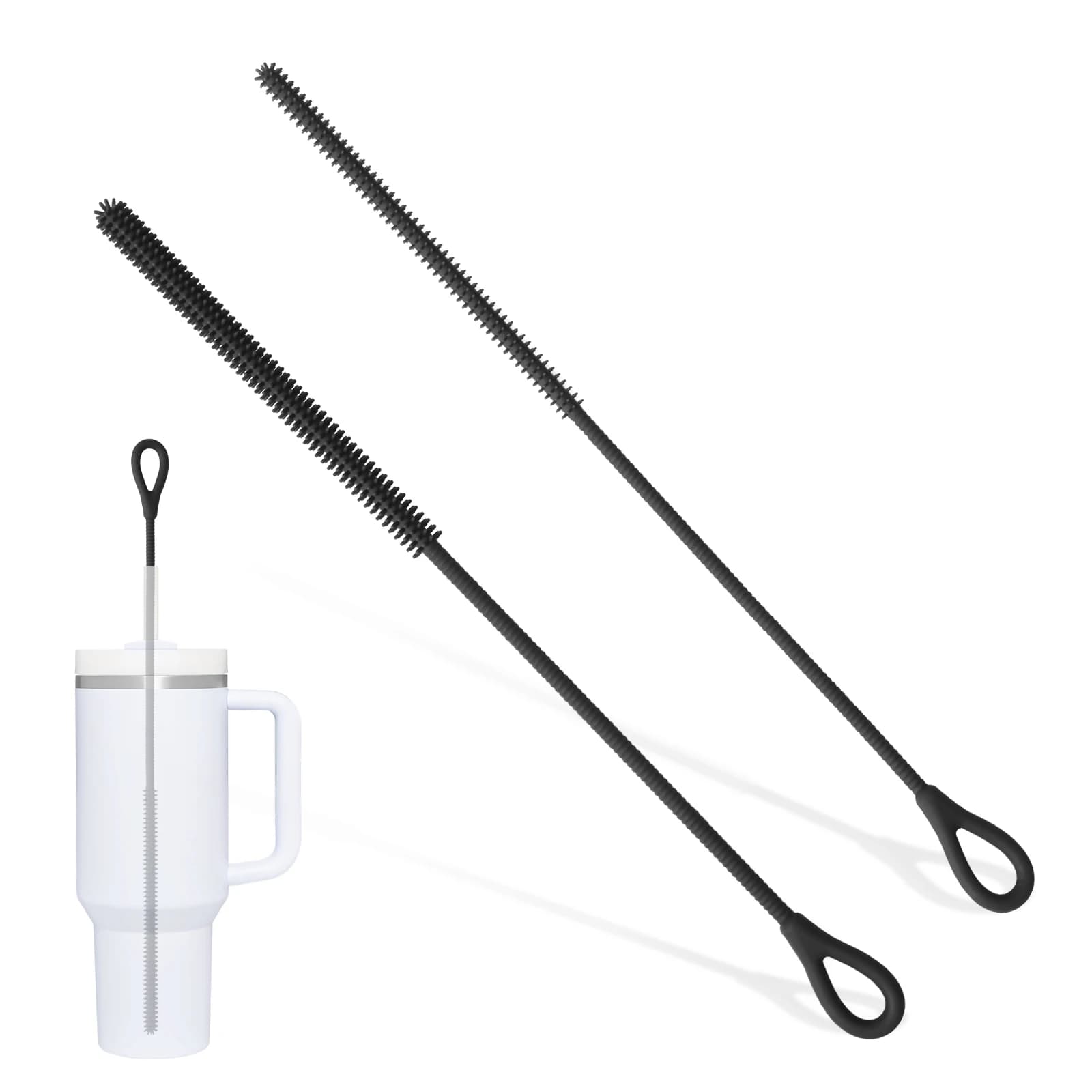 2 pezzi 6mm e 9mm spazzole in paglia di silicone cannucce riutilizzabili spazzola per pulizia profonda manico lungo spazzola per ciuccio per pulire il vetro