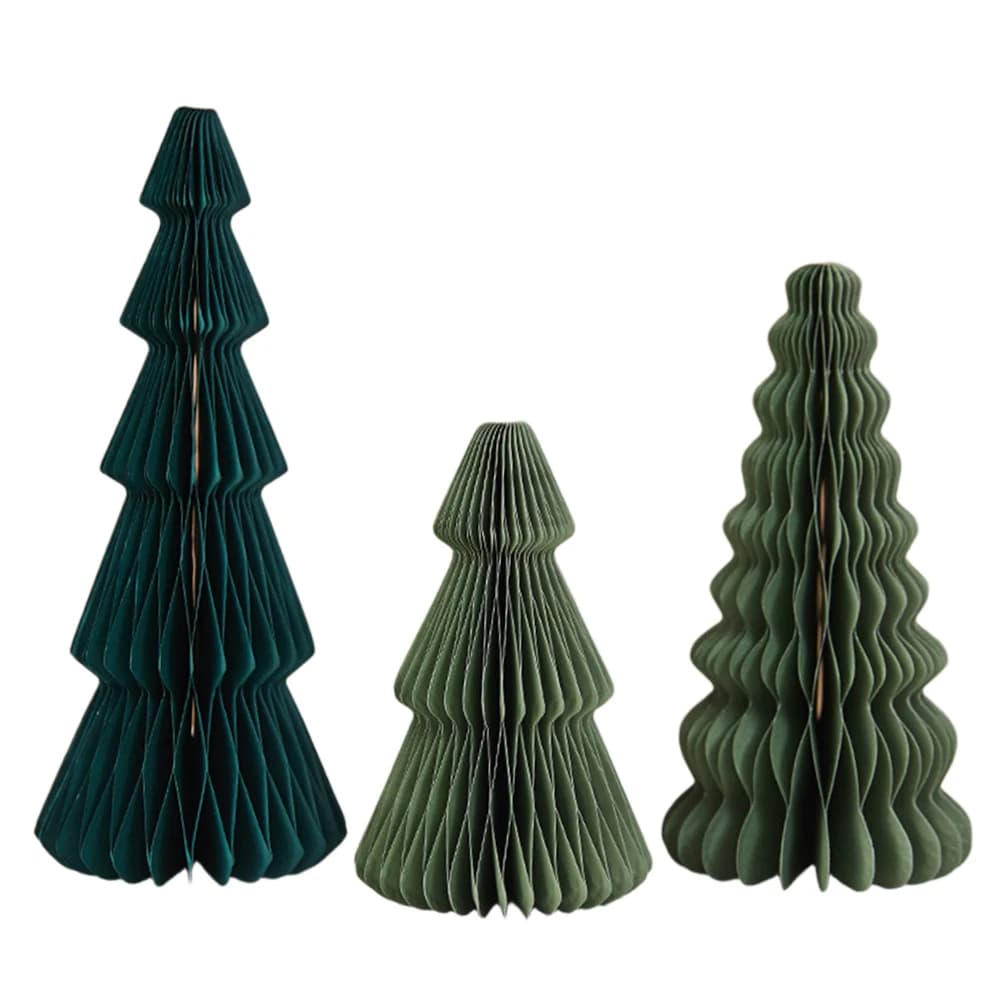3Pcs Origami Christmas Tree Ornament Honeycomb Paper Christmas Tree Paper Christmas Tree for Home New Year Party Decor