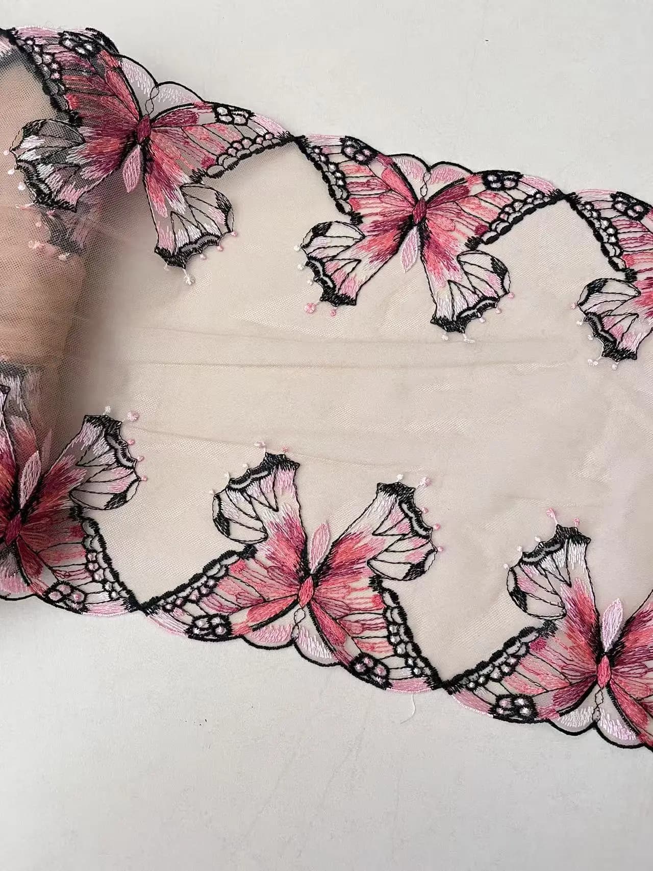 20 yards Two Tones Red Butterfly Embroidery Women's Clothing Accessories DIY Lace Underwear Decoration