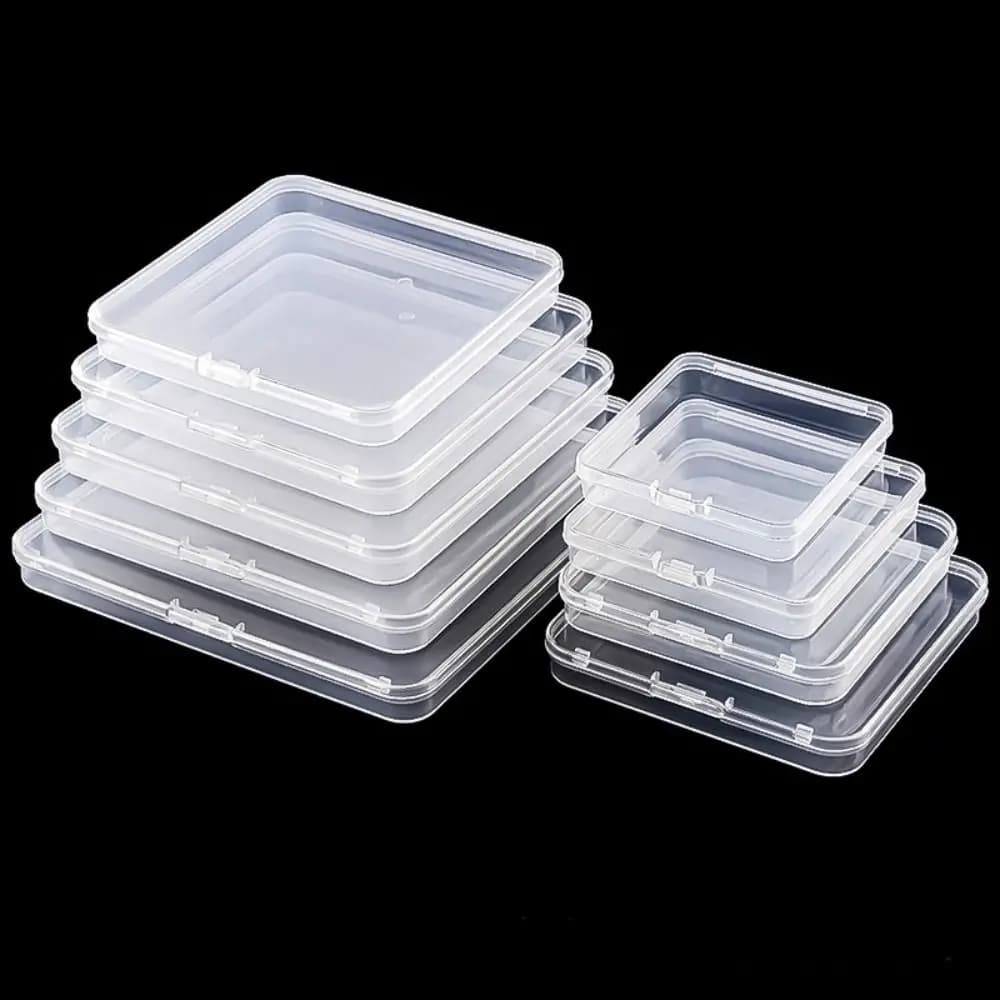 Scatola portaoggetti portatile per imballaggio quadrata Custodia in plastica durevole per piccoli oggetti Organizzatore di articoli vari Contenitore trasparente per perline di gioielli